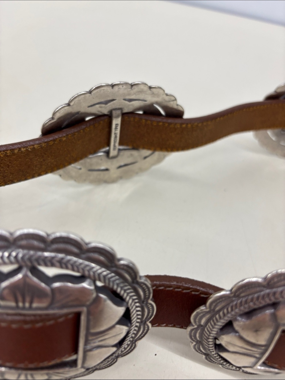 Brighton Women’s Brown Leather Sunflower Concho Belt - Picture 7 of 10